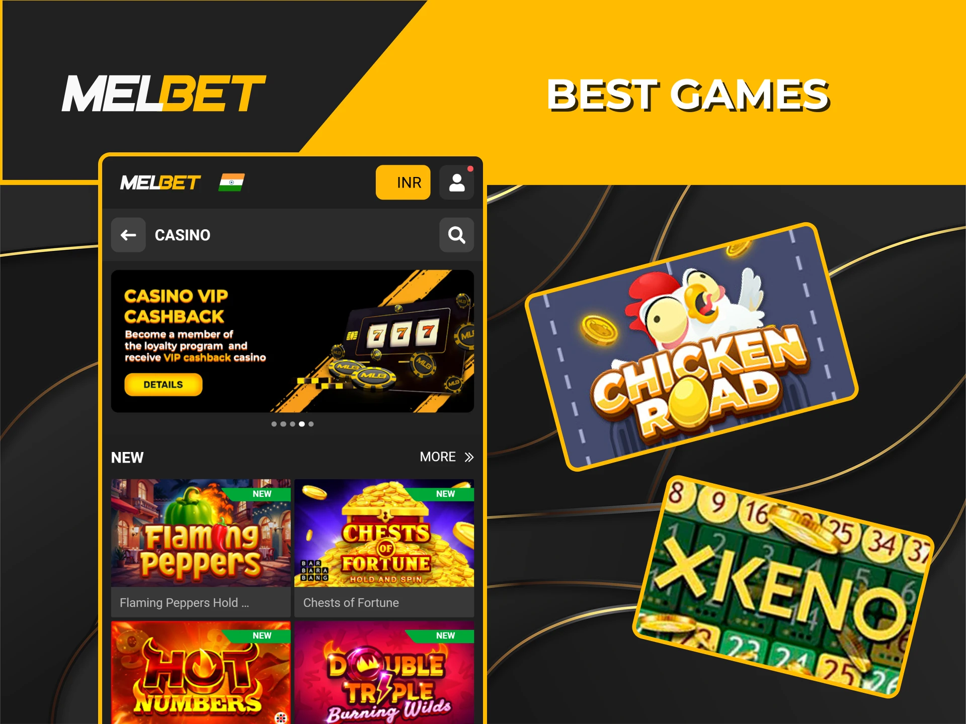 Play popular casino games through the Melbet app for Android and iOS.