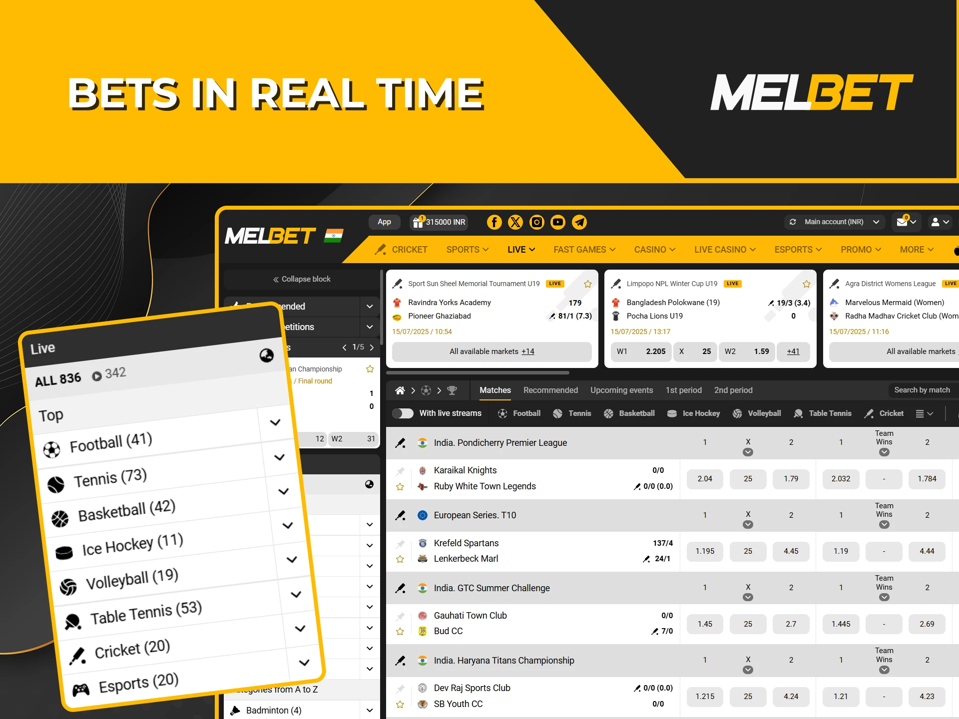 Discover the Live betting option available at Melbet.