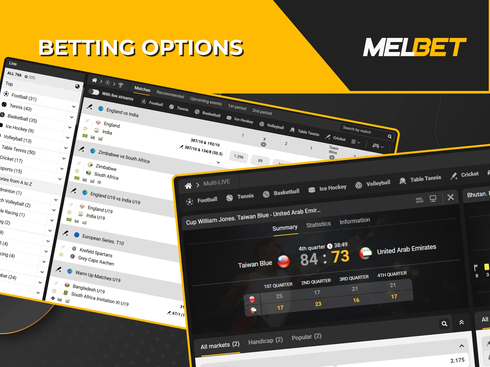 Melbet offers a wide range of betting options.