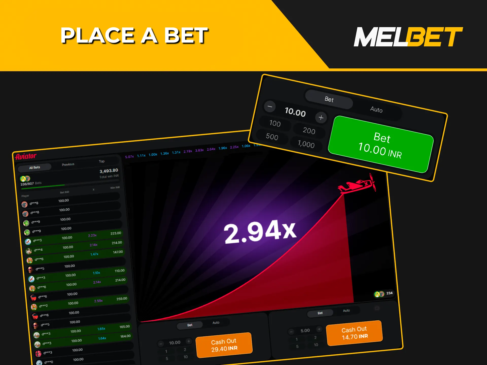 Place your bet and wait for the right moment to win in the Melbet Aviator game.