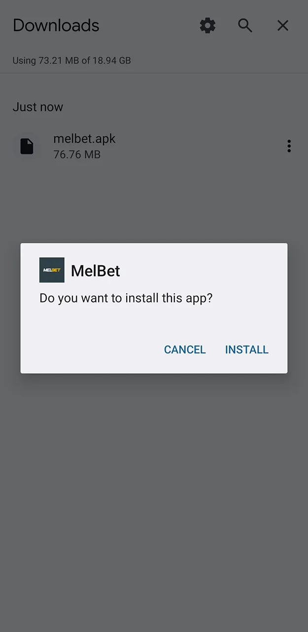 Complete Melbet APK setup on Android.